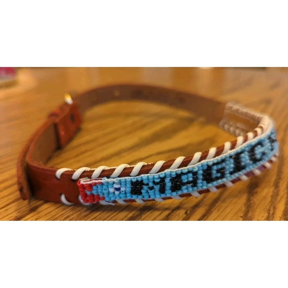 NOS Magic Forest Lake George NY Novelty Beaded Leather Belt Kids Youth Adult 20